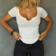 Diyun Cross-border 2025 Spring/Summer European and American style Y2K Spicy Girl Sexy ribbed inner layer solid color short-sleeved women's T-shirt