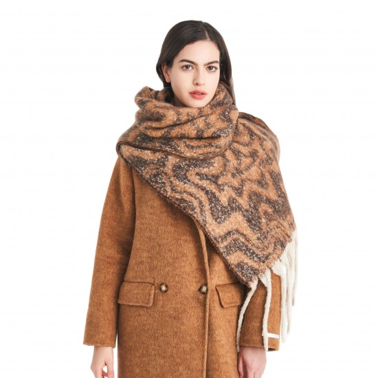 Amazon's best-selling cross-border new export European and American autumn and winter loop yarn imitation mohair water ripple jacquard scarf Amazon's best-selling cross-border new export European and American autumn and winter loop yarn imitation mohair water ripple jacquard scarf