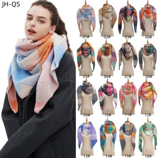 Amazon's hot foreign trade 2025 new checkered scarf, European and American autumn and winter loop gauze triangular shawl and scarf factory Amazon's hot foreign trade 2025 new checkered scarf, European and American autumn and winter loop gauze triangular shawl and scarf factory