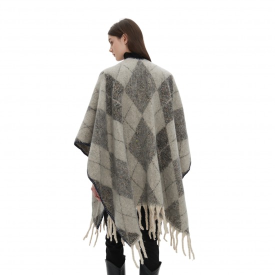 Amazon's new 2025 European and American autumn and winter collection features a thickened jacquard diamond-shaped cross shawl with loop yarn imitation mohair Amazon's new 2025 European and American autumn and winter collection features a thickened jacquard diamond-shaped cross shawl with loop yarn imitation mohair