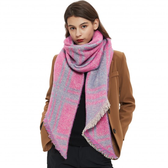 Amazon's hot 2023 foreign trade autumn and winter new style loop yarn jacquard check bevel scarf in stock manufacturer Amazon's hot 2023 foreign trade autumn and winter new style loop yarn jacquard check bevel scarf in stock manufacturer