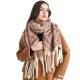Amazon's best-selling cross-border new export European and American autumn and winter loop yarn imitation mohair large check jacquard scarf
